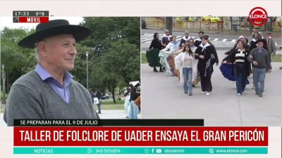 El taller de Folclore de UADER ensay&oacute; el Gran Peric&oacute;n para el 9 de Julio en Plaza de las Naciones